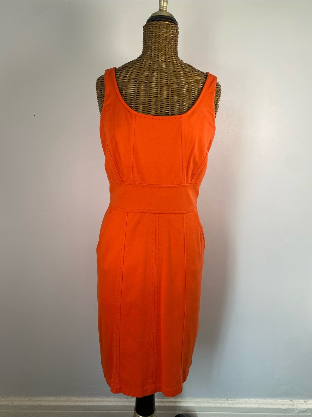 Ann Taylor Bright Orange Sleeveless Sheath Dress